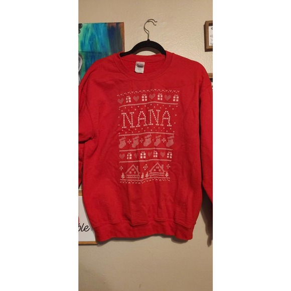 Sweatshirt set Nana & Papa red & green Christmas sweaters medium & large holiday - Picture 2 of 11